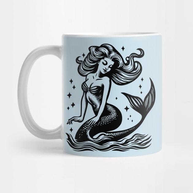 Woodcut Mermaid by n23tees